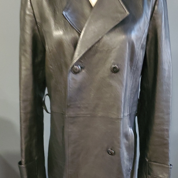 Frame Denim Black Lamb Leather Trench Coat - Picture 5 of 16